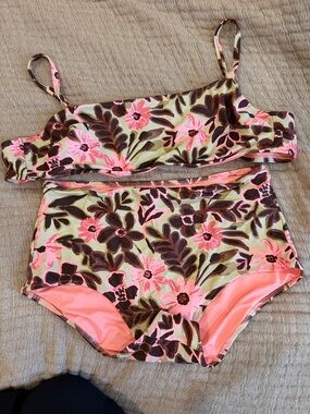 Aerie bathing suit XL top L high wasted bottom